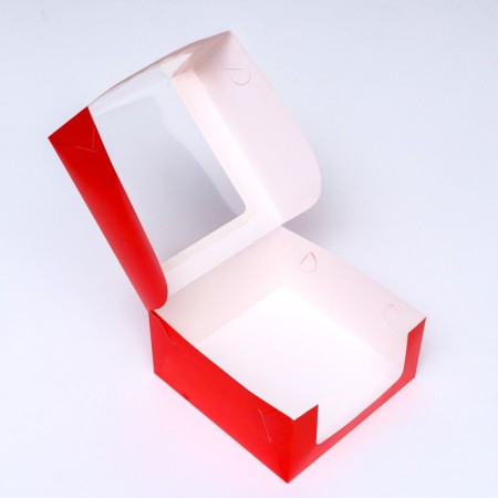 Confectionery packaging with a window, red, 21 x 21 x 10 cm-3