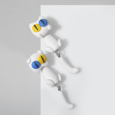 Earrings "cats", white color-1