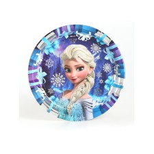A disposable paper plate with embossing, 18 cm, cold heart