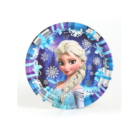 A disposable paper plate with embossing, 18 cm, cold heart