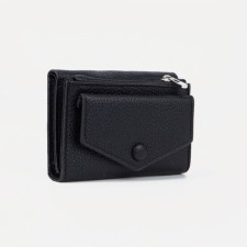 Women's wallet on the button, black color