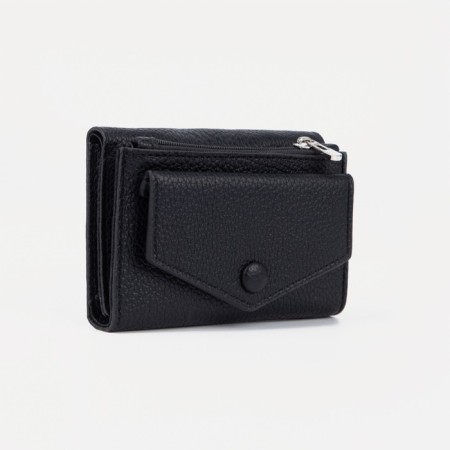 Women's wallet on the button, black color