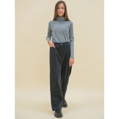 Pants for girls, height 128 cm, dark gray color-11