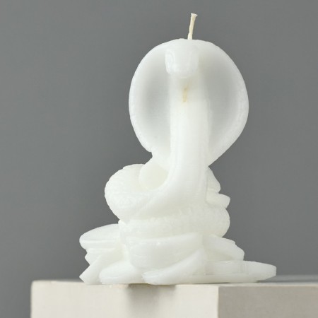 New Year 2025! Interior candle “New Year's collection: snake on coins”, white, 78 x 61 x 52-1