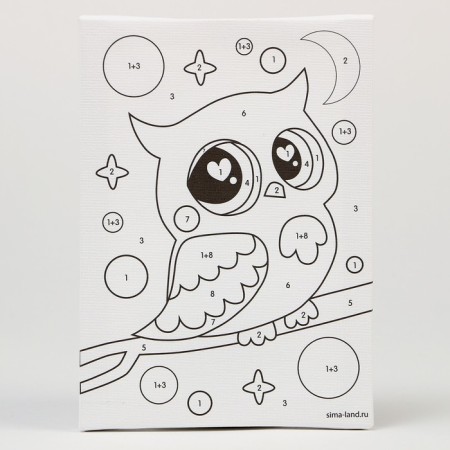 Picture on numbers for children "Owl on a branch", 21 x 15 cm-2