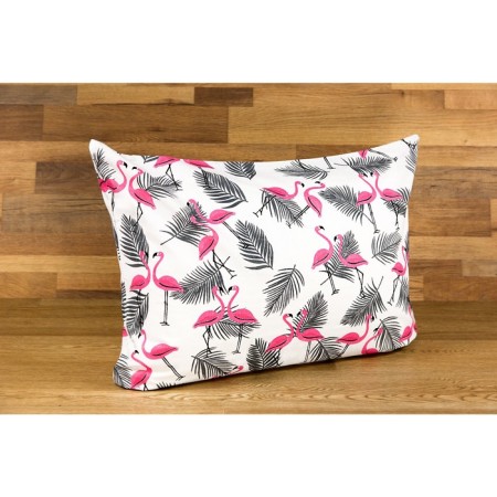 Pillowcase, size 50 × 70 cm, flamingos and leaves