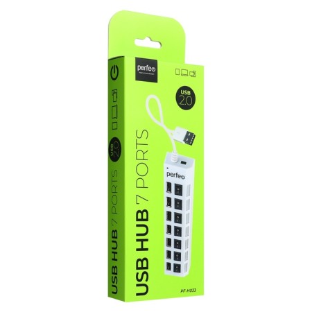 USB bias (Hub) Perfeo PF-H033, 7 ports, USB 2.0, white-5