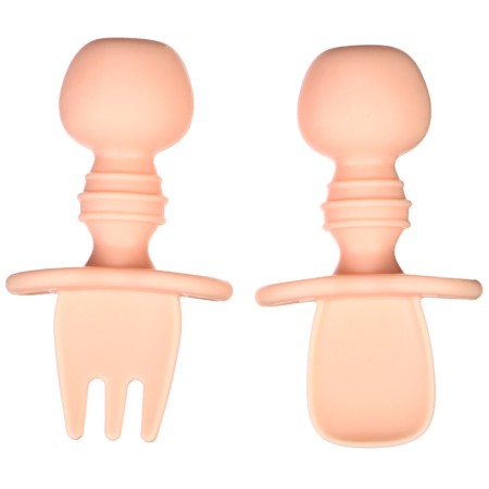A set of children's cutlery, fork, spoon, color gently - pink-3
