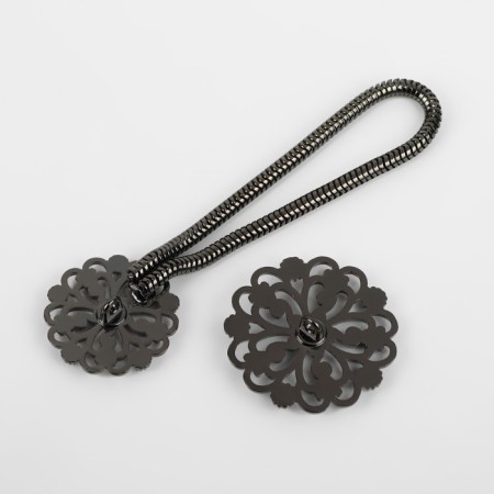 Decorative fastener "Circle", 9.5 × 3 cm, black color-2