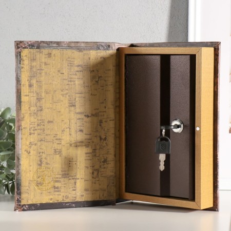 Safe-book wood, leatherette, mirror "Flying in a balloon" 24x16x5 cm-1