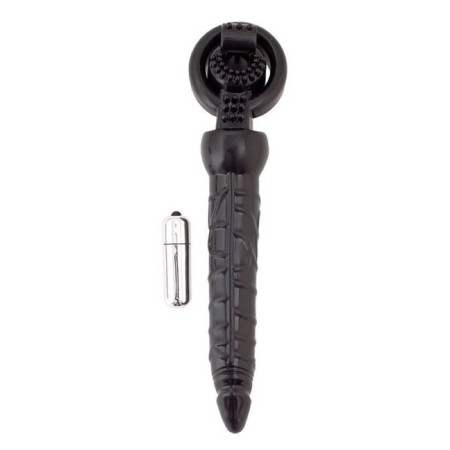 Penis for a penis with vibration Black & Red by Toyfa, silicone, black color, 24 cm-2
