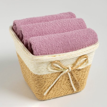 Set of terry decorative napkins Ethel "View 2" 30x30cm-3pcs, pink color, 100% cotton-4