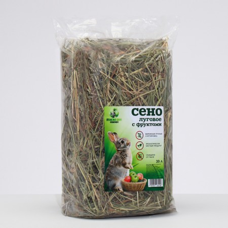 Lugovoi hay with fruits "Pigzon" for rodents, 20 l, 500 g
