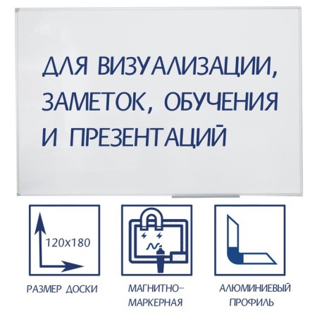 Magnetic marker board 120x180 cm, calligrata premium, in an aluminum frame, with a shelf