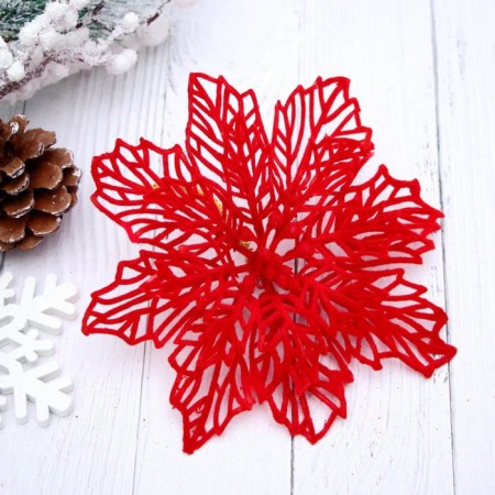 Jewelry decoration "Carved flower" (set 2 pcs) 8.5 cm, red-1