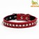 Leather collar on synthetic winterizer "Hedgehog", 56 x 2.5 cm, Osh 35-45 cm, red