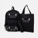 A backpack with a zipper, an outer pocket, a set of a chover, bag, black color
