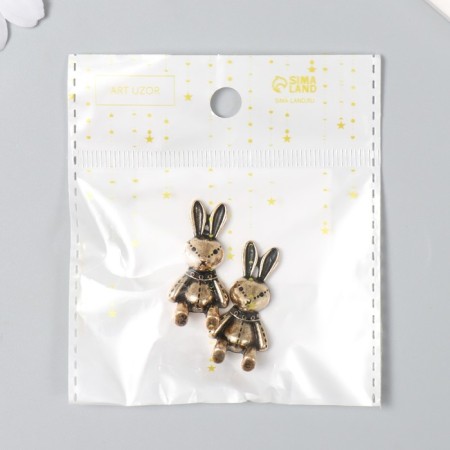Decor for creativity Metal "Bunny in body" Gold set 2 pcs 3.3x1.6 cm-3