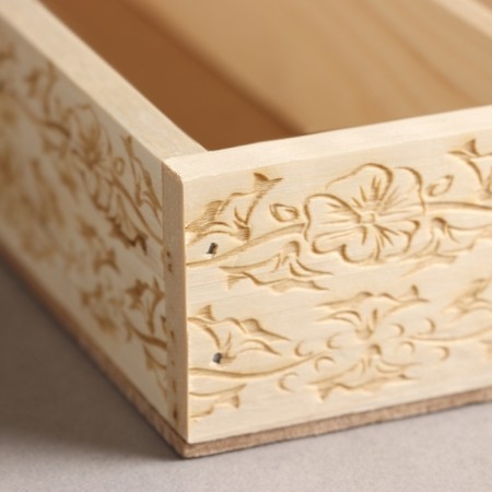 Wooden Kashpo, 27.5 × 20 × 4.5 cm "Flor", 2 departments, engraving-3