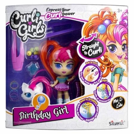 Doll "Kurli Gurls. Birthday girl Meili with a white kitten Lula "