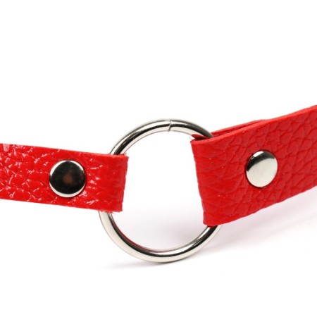 Gag BDSM Oka-hips, classic, adjustable belt, PU, ​​ABS, 500 x 45 mm, red-3