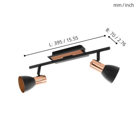 Lamp Barnham 2x3.3W GU10, black 39.5x39.5 cm-1