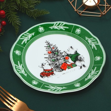 Ceramic plate "New Year's mood", 19 cm, white color-5