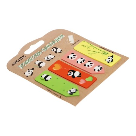 Bookmarks with adhesive edge (stickers) 20 x 55 mm, 4 colors of 20 sheets, plastic Devente Panda