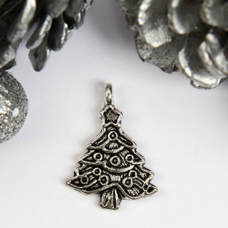 Decor for creativity Metal "Christmas tree with an asterisk" silver 2.5x1.8 cm