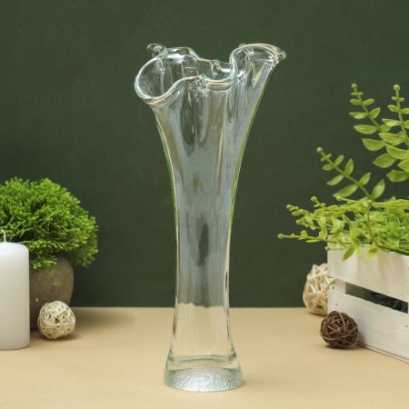 Vase "Wave" H 280 mm. From transparent glass (without decor)