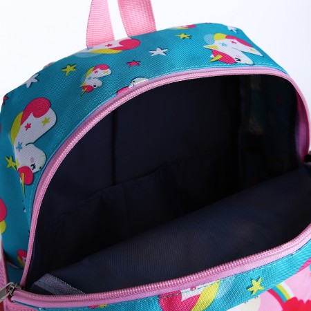 Baby backpack on lightning, 3 outer pockets, turquoise/pink color-4