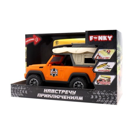 Funky Toys machine “Towards adventures. Camping ", with light and sound, 22 cm, orange color-3