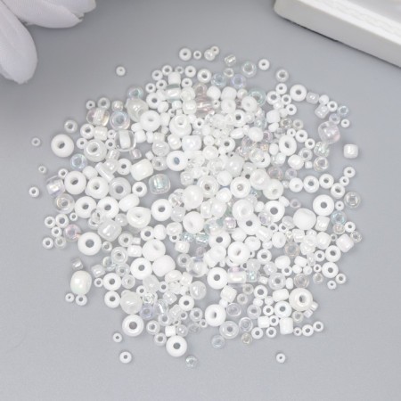 Glass beads 6/0-15/0 "Asshletes White" d = 1.5-4 mm, nr 10gr