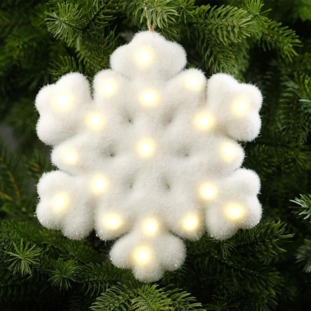 LED figure "Snowflake" 20 cm, phlock, batteries CR2032x2 (not complete), glow of warm white