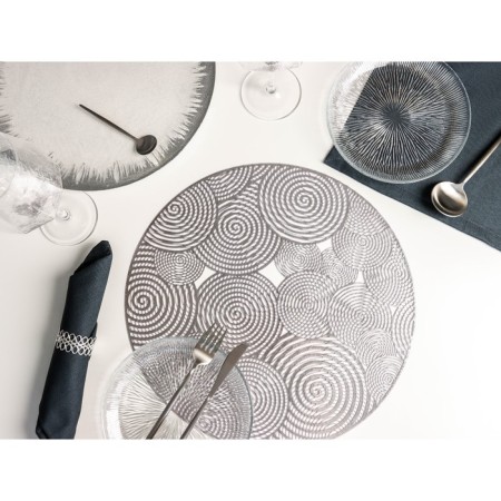 Serving napkin on the table "Hypnosis", d = 38 cm, color silver-2