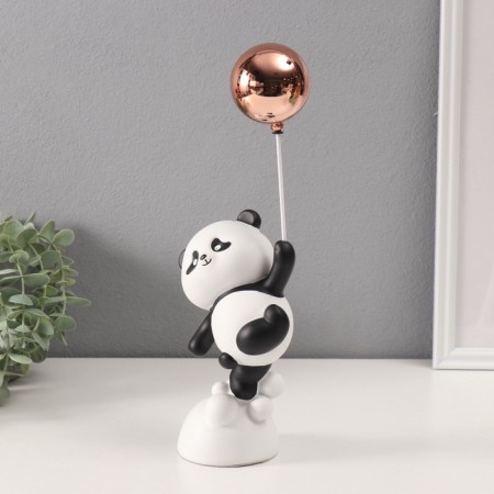 Polystone souvenir "Panda takes the golden ball" Black and white 7.5x14x31 cm-3