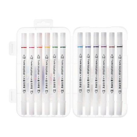A set of markers 12 colors, bilateral, bullet and mowing tips-6