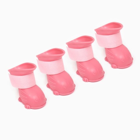 Dog boots, rubber, set 4 pcs, size m, pink