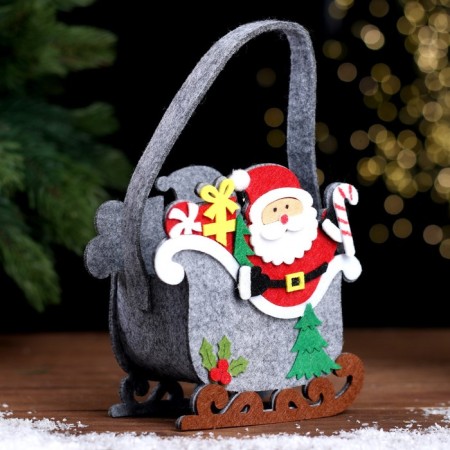 New Year's basket for decor "Santa Claus and Sani" 13 × 7 × 19 cm-1