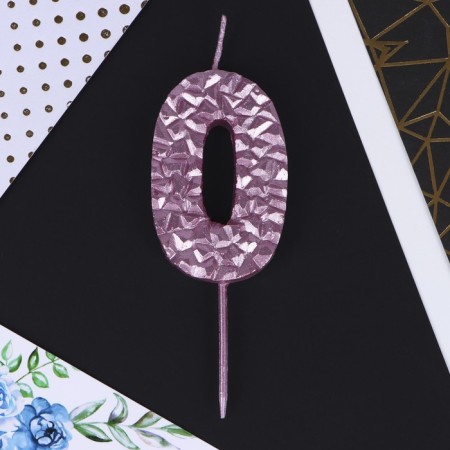 Candle for the cake, number “0”, pink, 4 x 10 cm.-3