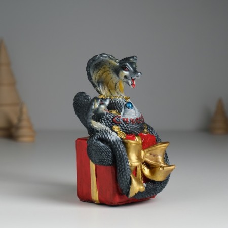 Piggy bank Polystone "Snakes of Happiness with a gift" 9.5x6.5x11.2 cm-1