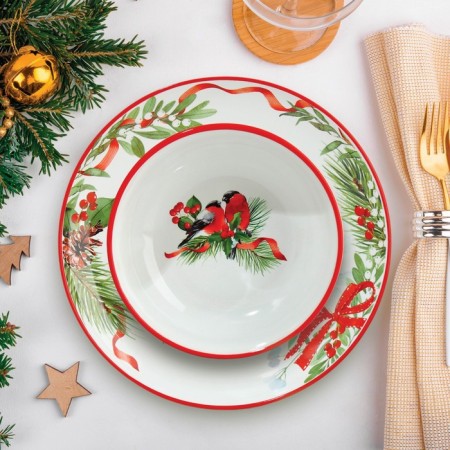 Deep plate ceramic "New Year's fairy tale", 14.5 cm, white color-1