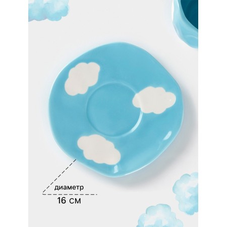 Tea couple 220 ml "cloud" manual painting, saucer 16*1.5 mug 12*9.5*7.5-2