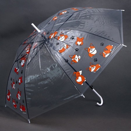 Umbrella Children's "Corgi" semiautomatic device, transparent, d = 90cm-2