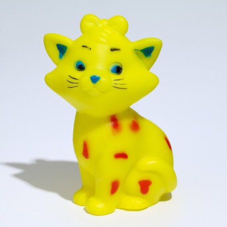 Brying toy "cat" for dogs, 10 cm, yellow-1
