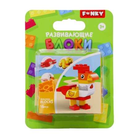 CHARACTOR Children's Funky Toys "Rooster", with large blocks, 16 parts-1
