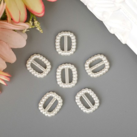 Decor for creativity plastic "Barashka buckle" Pearl set 40 pcs 1.2x1 cm-1