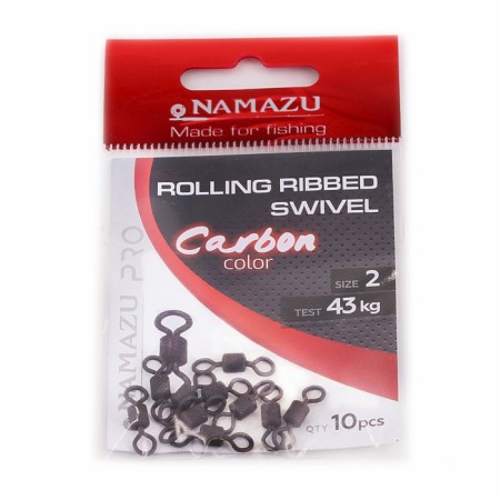 Namazu Pro Rolling Ribbed Swivel, Brass, Carbon, Test-43 kg, packaging 10 pcs.