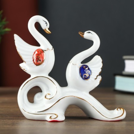 Souvenir Ceramics "2 white swan on the blue wave" mix 10.6x5x11 cm