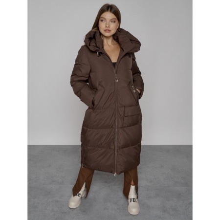 Coat insulated winter female, size 46, dark brown color-9